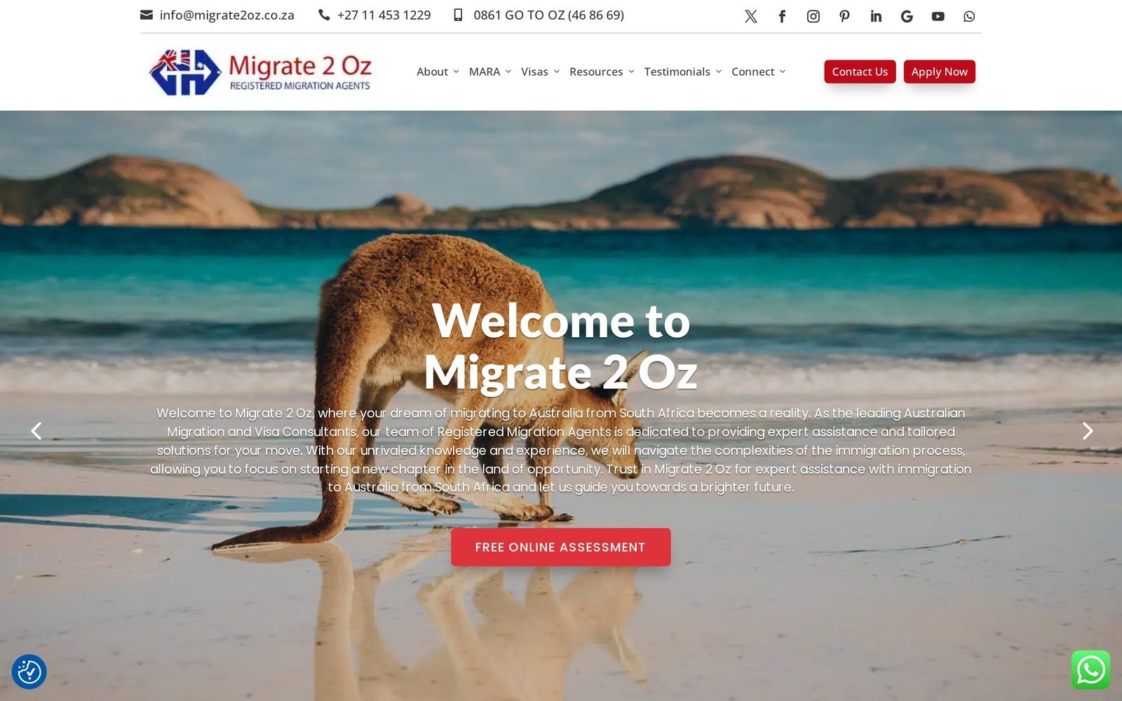 Migrate 2 Oz website, built by Mode Marketing