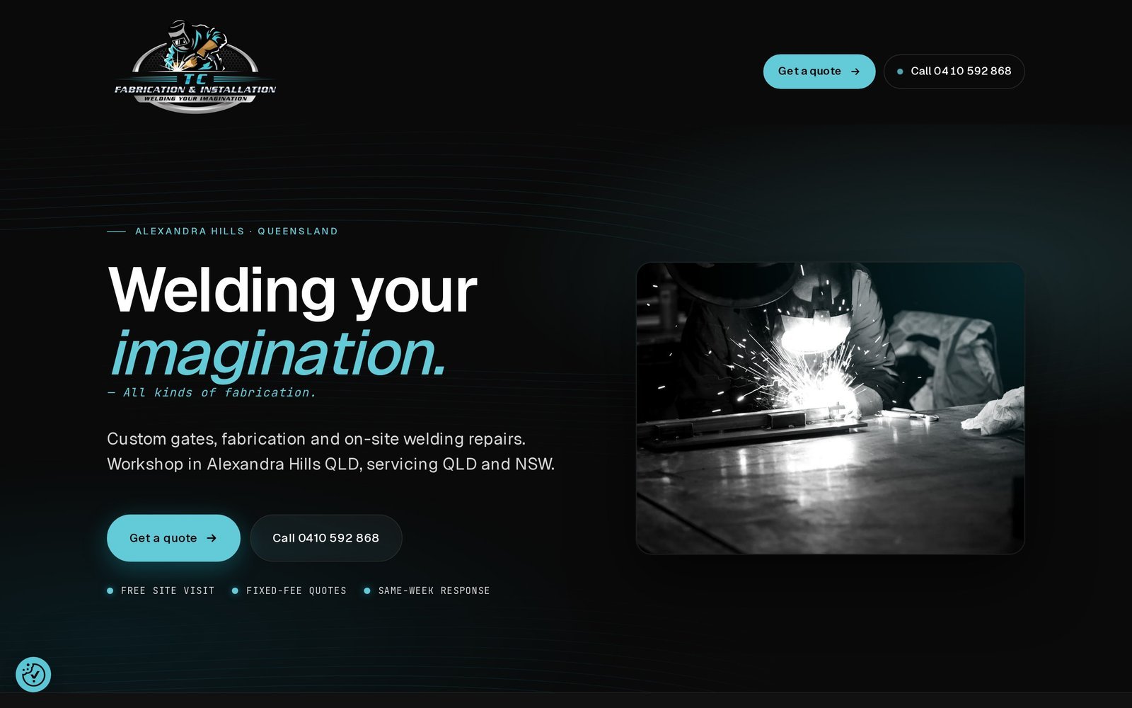 TC Fabrication website, built by Mode Marketing